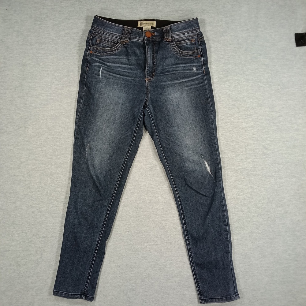 Democracy Ab Technology Skinny Jeans Women 8 Dark Wash Distressed
